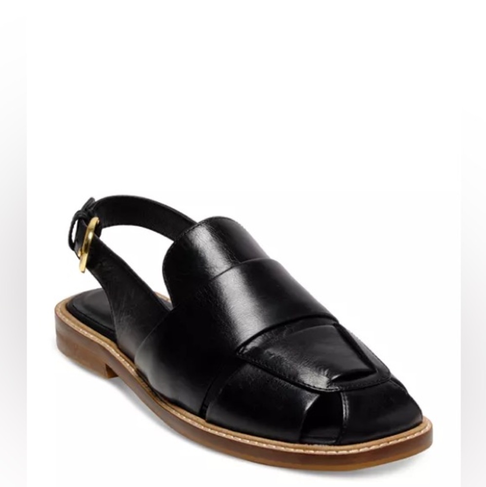 Free People Libby Fisher Flat sandals in black leather